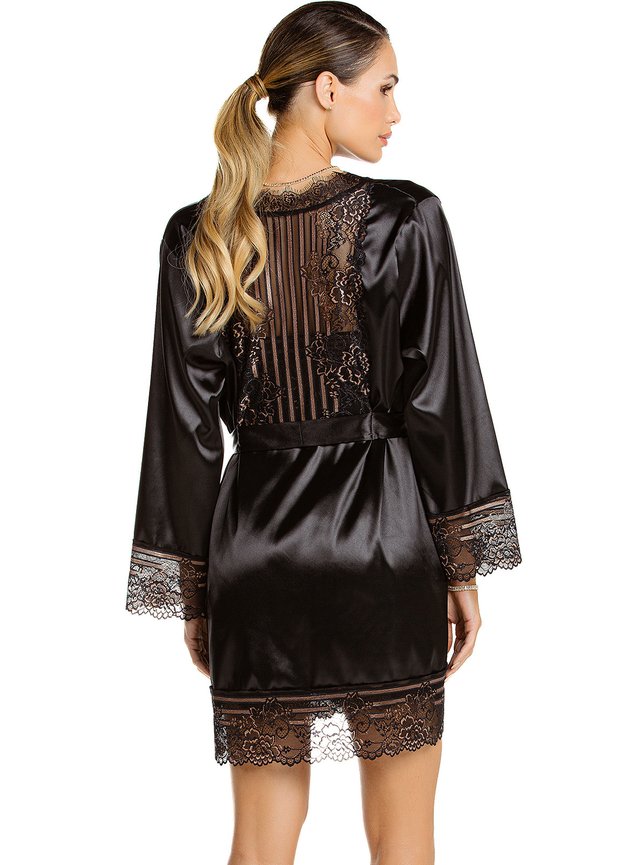 robe curto de cetim com detalhe em renda preto com bronze2