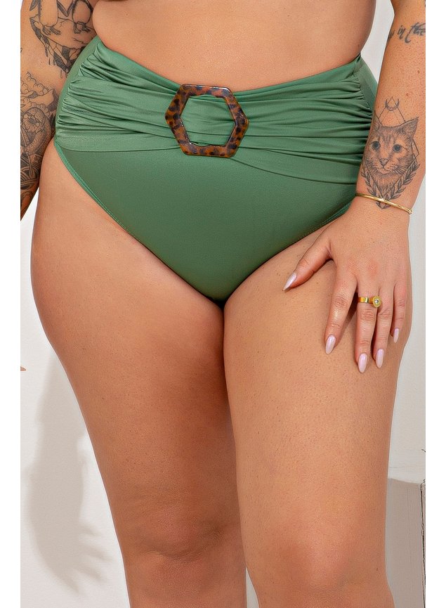 calcinha biquini hot pant fivela com faixa drapeada verde loden1