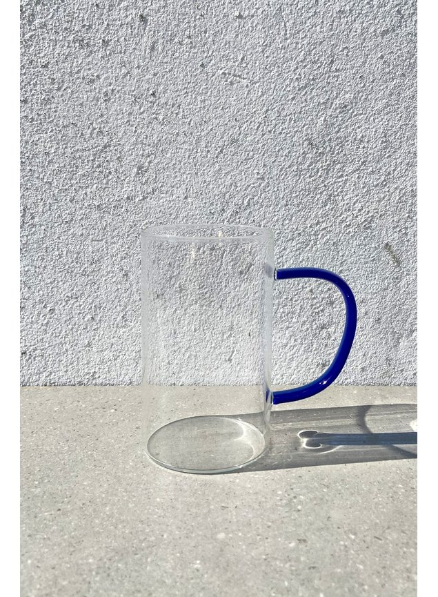 caneca de vidro becker 300ml com alca azul1