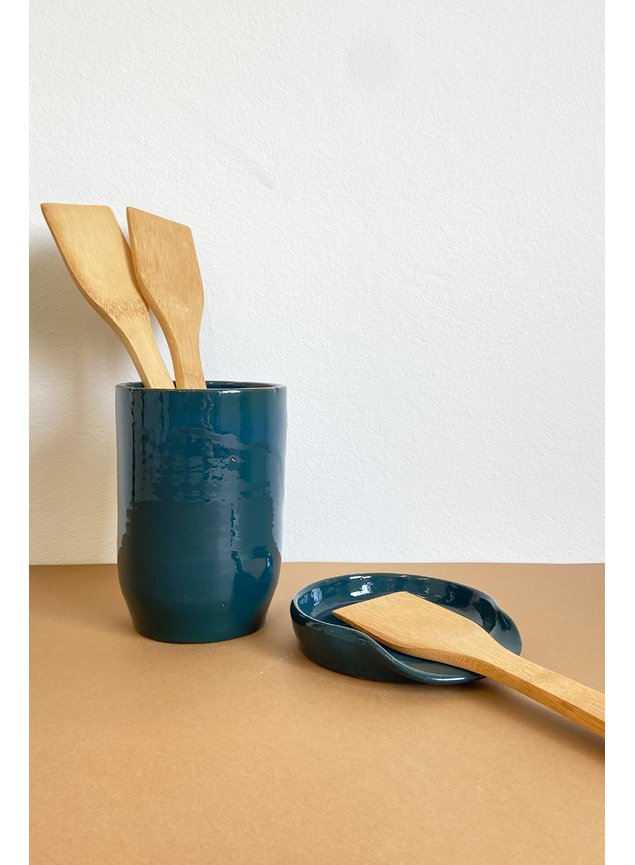 porta utensilios ceramica artesanal azul2